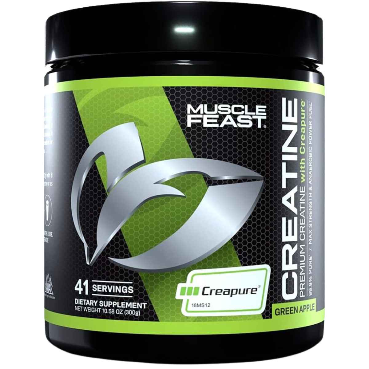 Muscle Feast Monohidrato de creatina premium - Sabor Manzana Verde - 300 g - Haz Tu Pedido