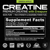 Muscle Feast Monohidrato de creatina premium - Sabor Manzana Verde - 300 g - Tabla Nutricional - Haz Tu Pedido