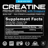 Muscle Feast Monohidrato de creatina premium - Sabor Hielo Azul Pop - 300 g - Tabla Nutricional - Haz Tu Pedido