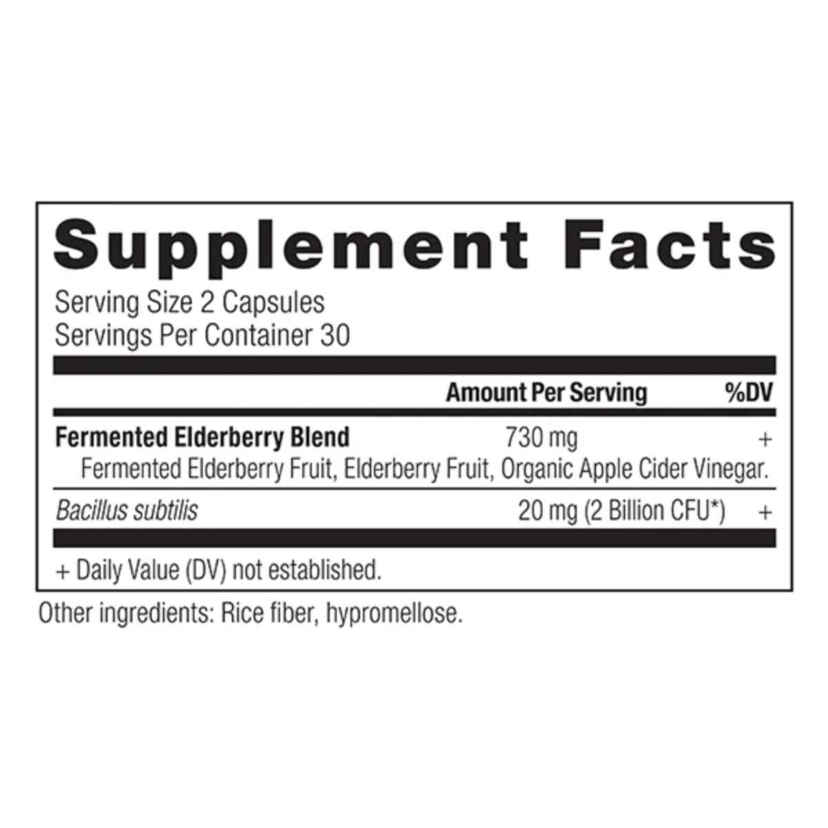 Ancient Nutrition Herbales de Saúco con Probióticos - 60 Cápsulas - Tabla Nutricional - Haz Tu Pedido
