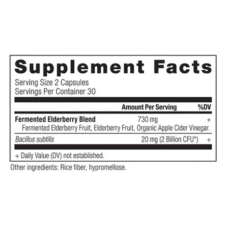 Ancient Nutrition Herbales de Saúco con Probióticos - 60 Cápsulas - Tabla Nutricional - Haz Tu Pedido