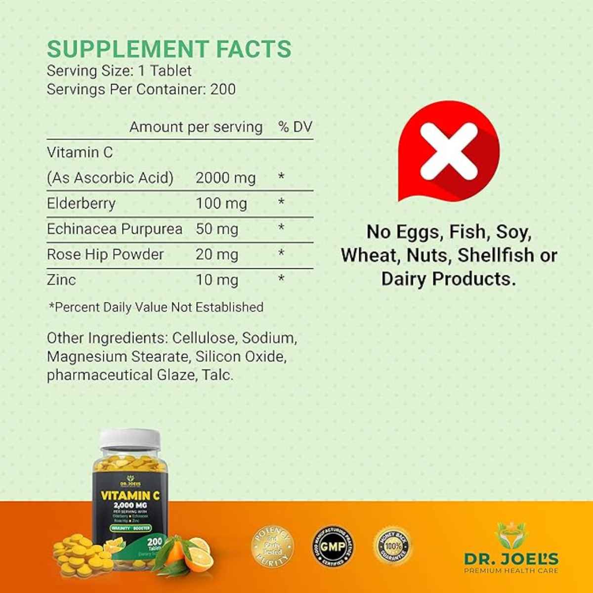 Dr. JOEL'S Vitamina C 2000 mg - 200 Tabletas