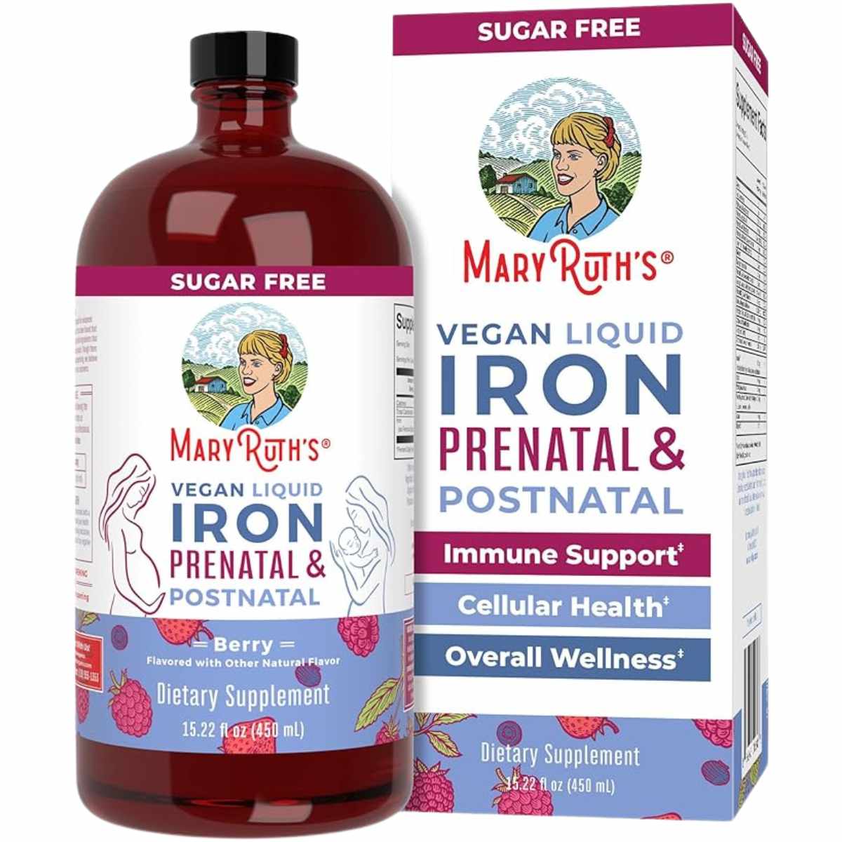 MaryRuth Organics Hierro Prenatal Líquido - Sabor Bayas - 450 ml