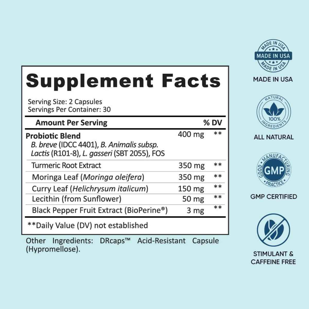 BB Company Provitalize Mejor Probiótico Natural para la Menopausia - 60 Cápsulas - Tabla Nutricional - Haz Tu Pedido