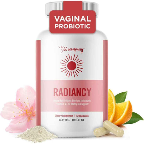 BB Company Radiancy Probiótico Vaginal y Colágeno para Salud y Elasticidad - Sabor Cereza - 120 Cápsulas
