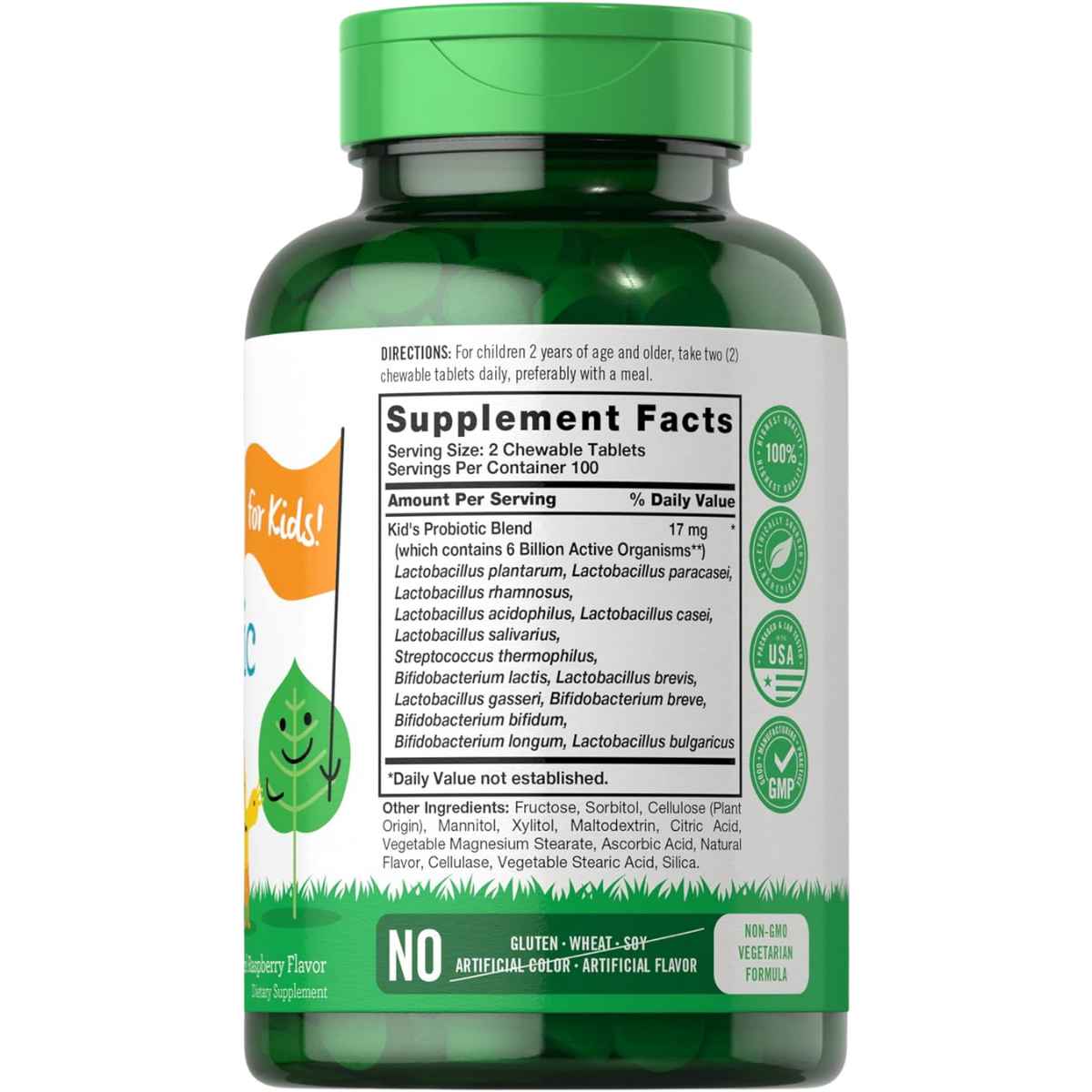 Carlyle Lil' Sprouts Probióticos Para Niños 17 mg - Sabor Frambuesa - 200 Tabletas Masticable - Tabla Nutricional - Haz Tu Pedido
