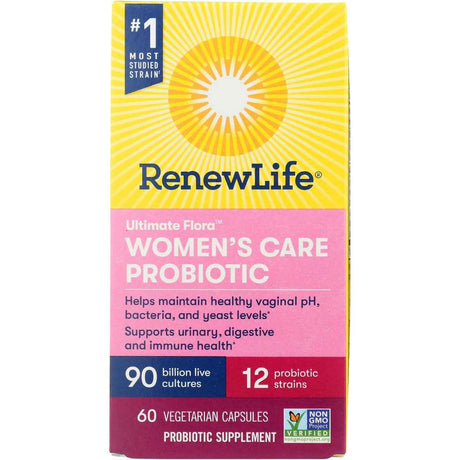 Renew Life Ultimate Flora Cuidado Digestivo para Mujeres 90 Mil Millones CFU - 60 Cápsulas Vegetarianas - Haz Tu Pedido