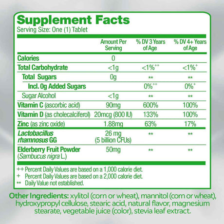 Culturelle Probiótico Defensa Inmunológica - Sabor Bayas - 30 Masticables - Tabla Nutricional - Haz Tu Pedido