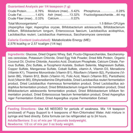 Dogzymes Probióticos para Cachorros Debiles - 85 g - Tabla Nutricional - Haz Tu Pedido