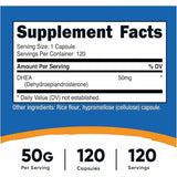 Nutricost DHEA  50 mg - 120 Cápsulas - Tabla Nutricional - Haz Tu Pedido
