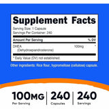 Nutricost  DHEA 100 mg - 240 Cápsulas - Tabla Nutricional - Haz Tu Pedido