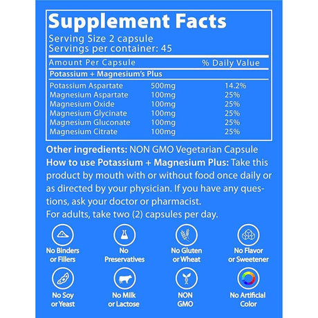 Life Strength Complejo de Potasio y Magnesio 1000 mg - 90 Cápsulas