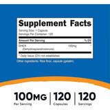Nutricost DHEA 100 mg - 120  Cápsulas - Tabla Nutricional - Haz Tu Pedido