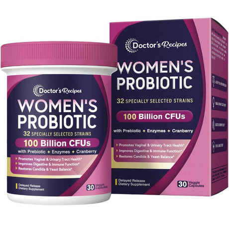 Doctor's Recipes Probiótico para Mujeres 100 Mil Millones CFU - 30 Cápsulas Vegetales - Haz Tu Pedido