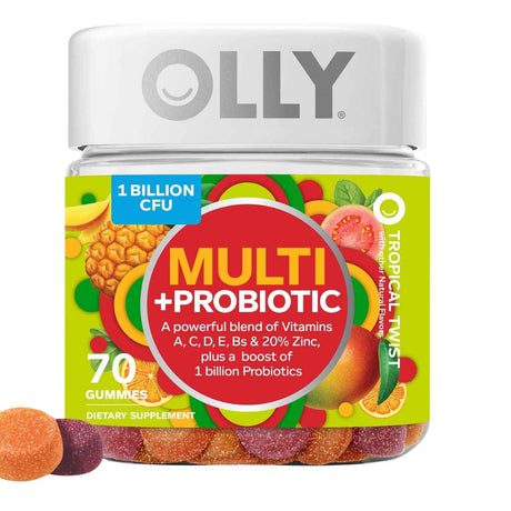 OLLY Multivitamínico con Probiótico 1 Mil Millones CFU - Sabor Tropical - 70 Gomitas - Haz Tu Pedido
