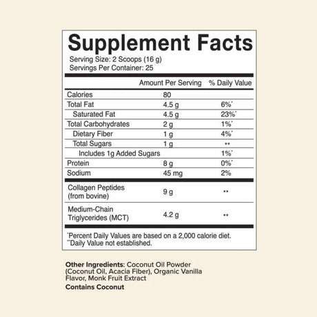 Great Lakes Wellness Keto Boost Péptidos de Colágeno Avanzados - Sabor Vainilla - 400 g - Tabla Nutricional - Haz Tu Pedido