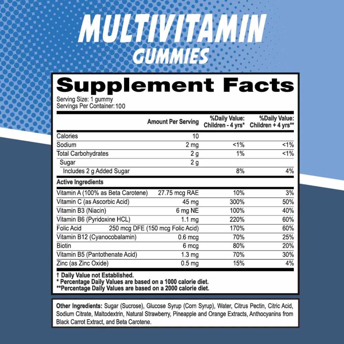 Mighty Fox Vitamins Multivitaminas Para Niños - 100 Gomitas - Tabla Nutricional - Haz Tu Pedido