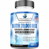 American Standard Supplements Biotina 20000 mcg - 120  Cápsulas Veganas - Haz Tu Pedido