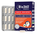 Bio360 Probiótico de Apoyo Cognitivo para la Salud Cerebral 30 Mil Millones - 30 Cápsulas Vegetarianas - Haz Tu Pedido