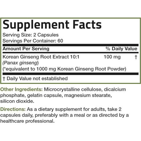 Bronson Ginseng Panax Coreano 100 mg - 120 Cápsulas - Haz Tu Pedido