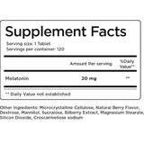 Balance Breens Melatonina 20 mg - 120  Tabletas - Tabla Nutricional - Haz Tu Pedido