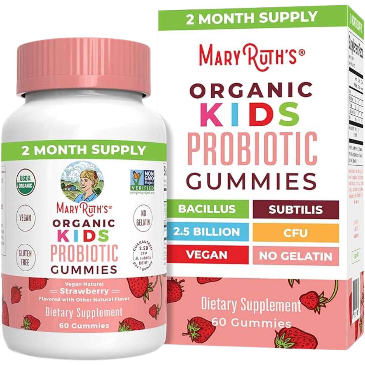MaryRuth Organics Probiótico Orgánico Para Niños 25 Mil Millones CFU - Sabor Fresa - 60 Gomitas - Haz Tu Pedido