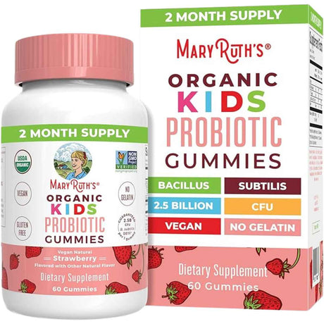 MaryRuth Organics Probiótico Orgánico Para Niños 25 Mil Millones CFU - Sabor Fresa - 60 Gomitas - Haz Tu Pedido
