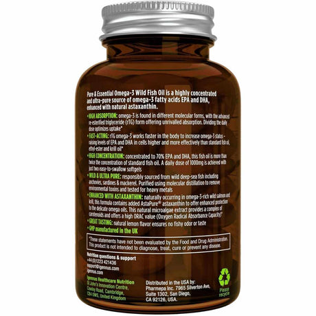 Igennus Healthcare Nutrition Aceite de Pescado Silvestre Omega-3  - 180  Cápsulas Blandas - Tabla Nutricional - Haz Tu Pedido
