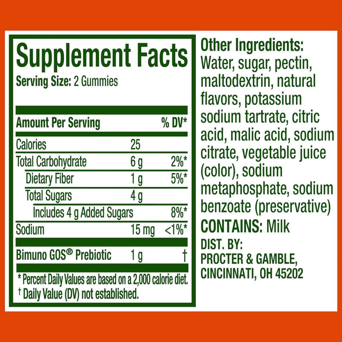Align Probiotic Biótico De Acción Rápida Para La Salud Digestiva - Sabor Bayas - 46 Gomitas - Tabla Nutricional - Haz Tu Pedido