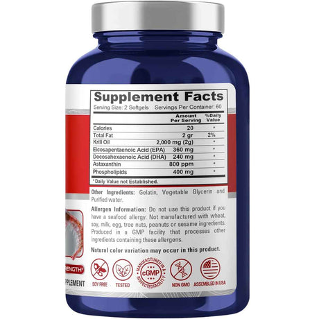 Krill Oil 120 - Cápsulas Blandas - Tabla Nutricional - Haz Tu Pedido