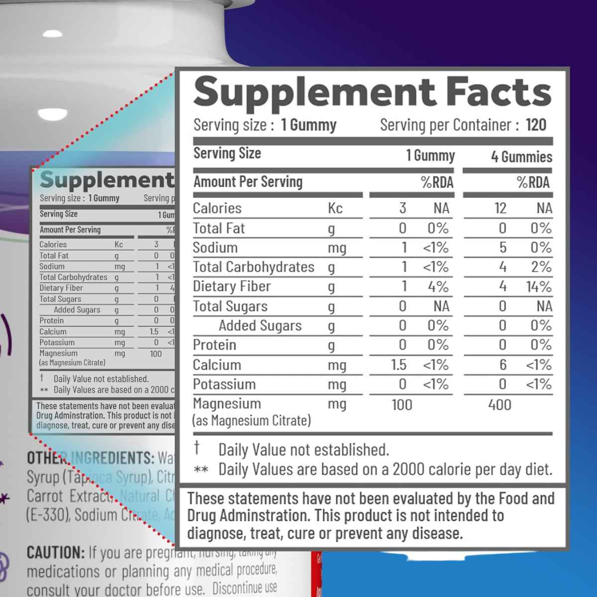 Holistic Method Magnesio 400 mg - Sabor Cereza - 120 Gomitas - Tabla Nutricional - Haz Tu Pedido
