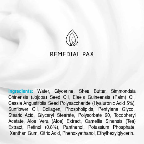 REMEDIAL PAX Crema Facial Con Retinol, Ácido Hialurónico Y Colágeno - 55 ml - Tabla Nutricional - Haz Tu Pedido