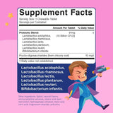 Lovebug Probiotics Probiótico Para Niños 10 Mil Millones CFU - 60  Tabletas Masticable - Tabla Nutricional - Haz Tu Pedido