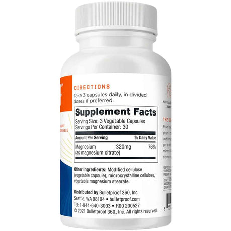 Bulletproof Magnesio 320 mg - 90 Cápsulas Vegetales - Tabla Nutricional - Haz Tu Pedido