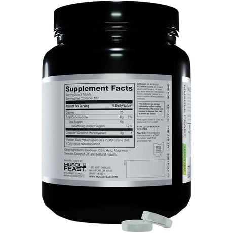 Muscle Feast Monohidrato de Creatina - Sabor Lima Limón - 360 Tabletas Masticable - Haz Tu Pedido
