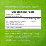 Deal Supplement Hongo Melena de León 7500 mg - 240 Cápsulas - Tabla Nutricional - Haz Tu Pedido