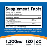 Nutricost Arroz de Levadura Roja con CoQ10 1300 mg - 120 Cápsulas - Tabla Nutricional - Haz Tu Pedido