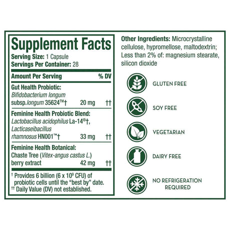 Align Probiotic Suplemento Probiótico De Doble Acción Para Mujeres - 28 Cápsulas - Tabla Nutricional - Haz Tu Pedido