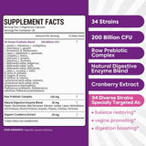 Surebounty Probiótico Equilibrio Femenino Completo 200 Mil Millones CFU - 60 Cápsulas Vegetales - Tabla Nutricional - Haz Tu Pedido