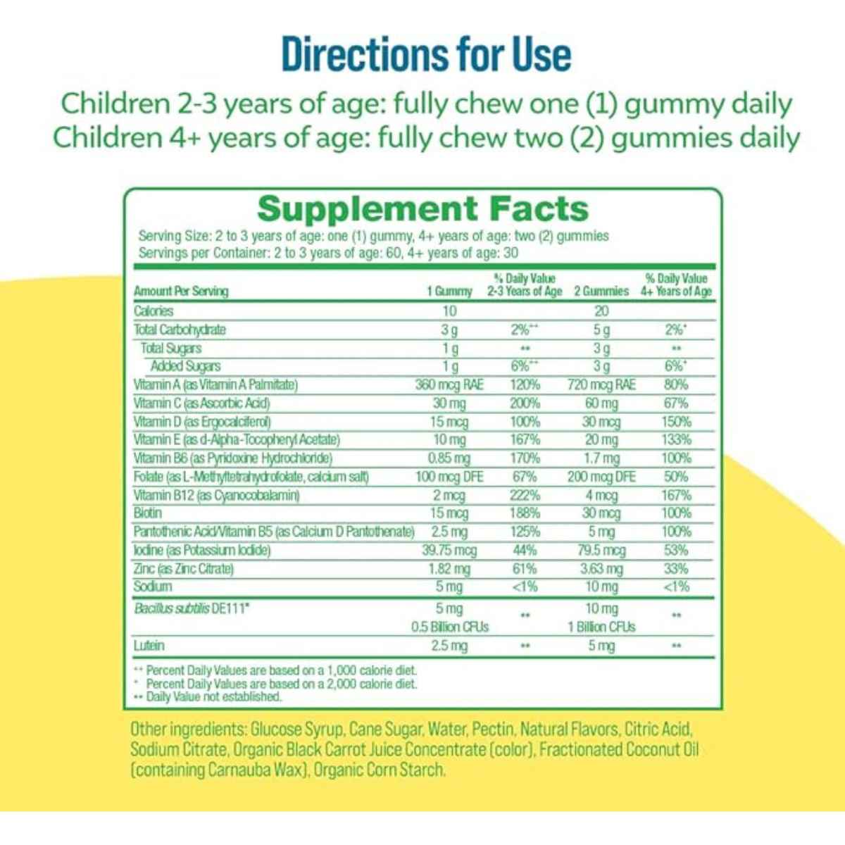 Culturelle Multivitamínico Infantil Con Probióticos - Sabor Mezcla de Bayas - 60  Gomitas - Tabla Nutricional - Haz Tu Pedido