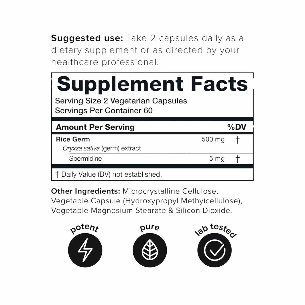 Espermidina - 5 mg - 120 Cápsulas Vegetarianas - Haz Tu Pedido
