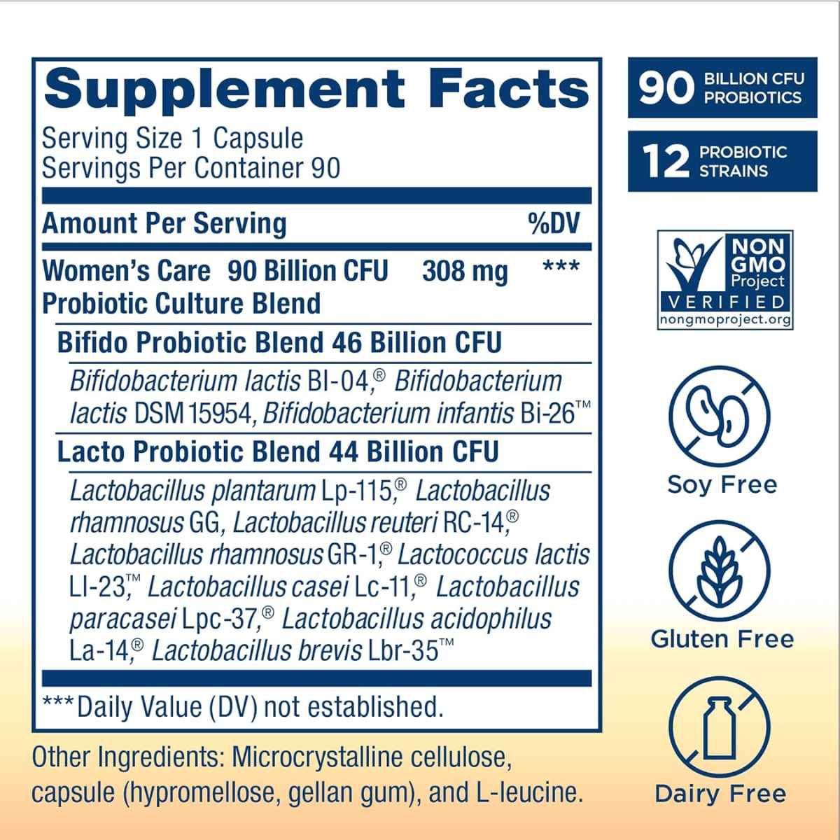 Renew Life Ultimate Flora Cuidado Femenino Digestivo 25 Mil Millones CFU - 90 Cápsulas Vegetarianas - Tabla Nutricional - Haz Tu Pedido
