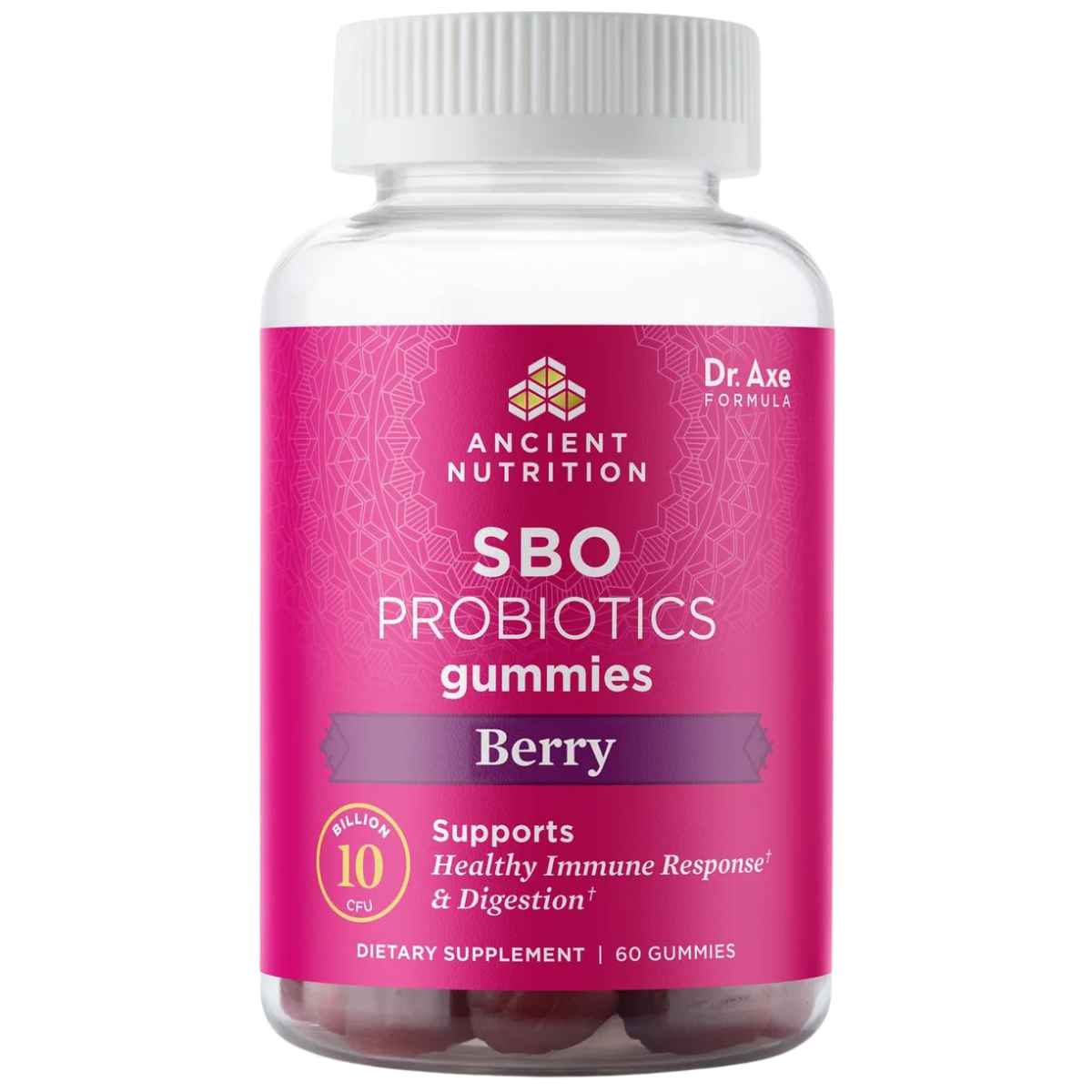 Ancient Nutrition Probióticos SBO Refuerzo Inmunológico Diario - Sabor Bayas - 60 Gomitas - Haz Tu Pedido
