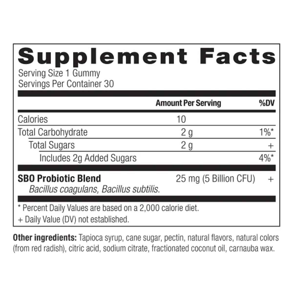 Ancient Nutrition Probióticos SBO Para Niños - Sabor Bayas - 30 Gomitas - Tabla Nutricional - Haz Tu Pedido