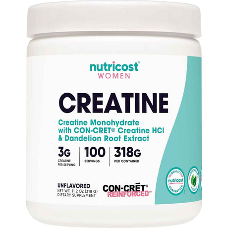 Nutricost Monohidrato de Creatina para Mujer 3 g - Sabor Sin Sabor - 318 g - Haz Tu Pedido