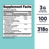 Nutricost Monohidrato de Creatina para Mujer 3 g - Sabor Sin Sabor - 318 g - Tabla Nutricional - Haz Tu Pedido