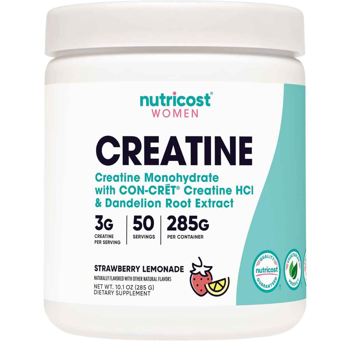 Nutricost Creatina para Mujer 3 g - Sabor Limonada de fresa - 285 g - Haz Tu Pedido