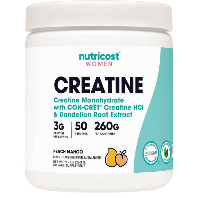 Nutricost Creatina para Mujer 3 g - Sabor Melocotón Mango - 260 g - Haz Tu Pedido