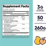 Nutricost Creatina para Mujer 3 g - Sabor Melocotón Mango - 260 g - Tabla Nutricional - Haz Tu Pedido