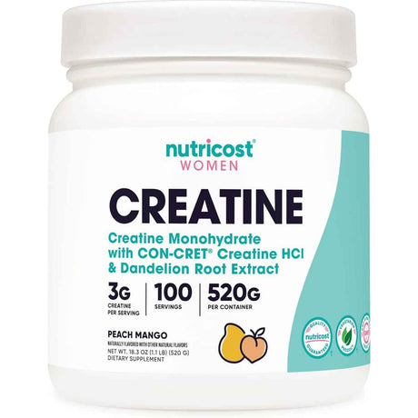 Nutricost Monohidrato de Creatina para Mujer 3 g - Sabor Melocotón Mango - 520 g - Haz Tu Pedido